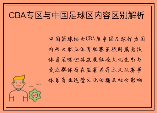 CBA专区与中国足球区内容区别解析